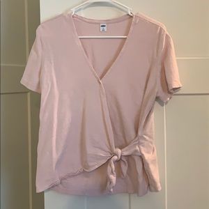Blush Pink Top w/Tie Detail